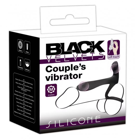 Черная насадка на член с вибрацией Couple’s Vibrator