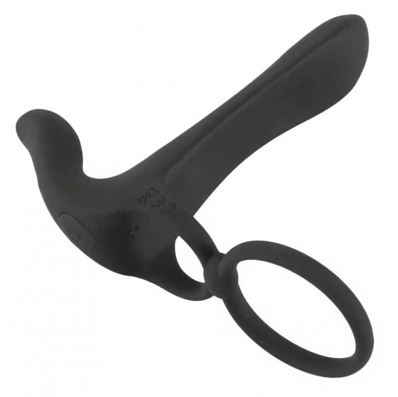 Черная насадка на член с вибрацией Couple’s Vibrator
