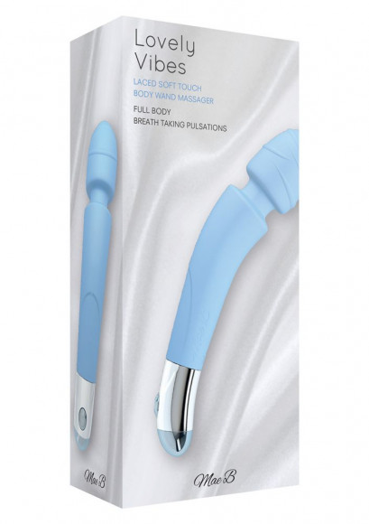 Голубой вибромассажер Soft Touch Body Wand Massager - 20 см.