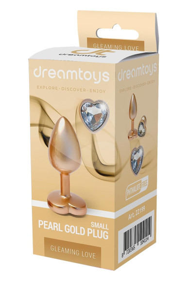 Золотистая анальная пробка с прозрачным кристаллом-сердцем Pearl Gold Plug Small Золотистая анальная пробка с прозрачным кристаллом-сердцем Pearl Gold Plug Small
