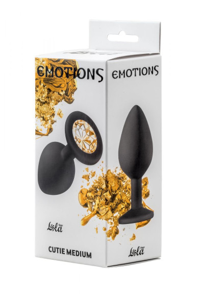 Чёрная анальная пробка Emotions Cutie Medium с желтым кристаллом - 8,5 см. Чёрная анальная пробка Emotions Cutie Medium с желтым кристаллом - 8,5 см.