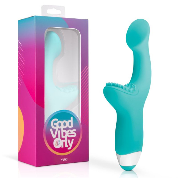 Зеленый вибратор для G-стимуляции с клиторальной щеточкой Yuki G-Spot Vibrator - 19 см. Зеленый вибратор для G-стимуляции с клиторальной щеточкой Yuki G-Spot Vibrator - 19 см.