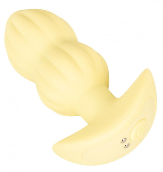 Желтая анальная пробка с вибрацией Cuties Vibrating Mini Butt Plug - 8 см.