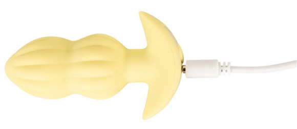 Желтая анальная пробка с вибрацией Cuties Vibrating Mini Butt Plug - 8 см.