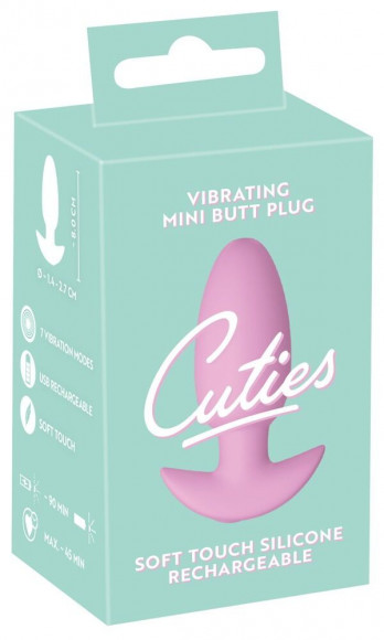 Розовая анальная пробка с вибрацией Cuties Vibrating Mini Butt Plug - 8 см.
