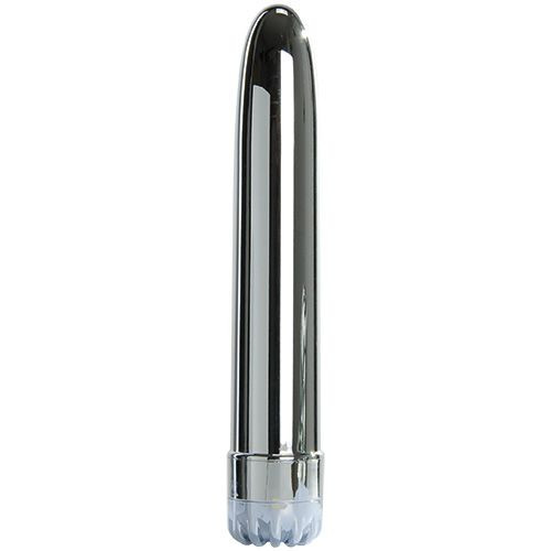 Серебристый классический вибратор CLASSIC SILVER LARGE - 20 см.
