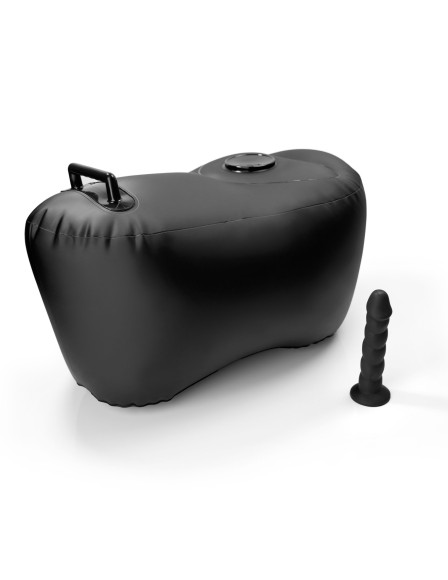 Черное надувное кресло с платформой для фиксации дилдо Body Dock Inflatable Love Seat