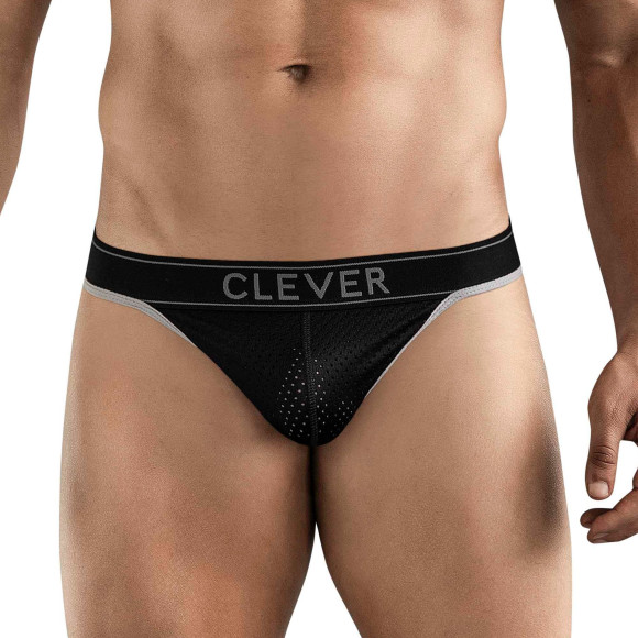 Черные перфорированные трусы-тонги Clever Ambar Thong