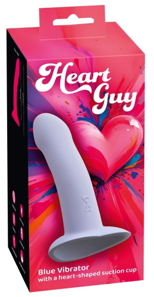 Голубой вибростимулятор на присоске Heart Guy - 17 см.