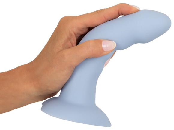 Голубой вибростимулятор на присоске Heart Guy - 17 см.
