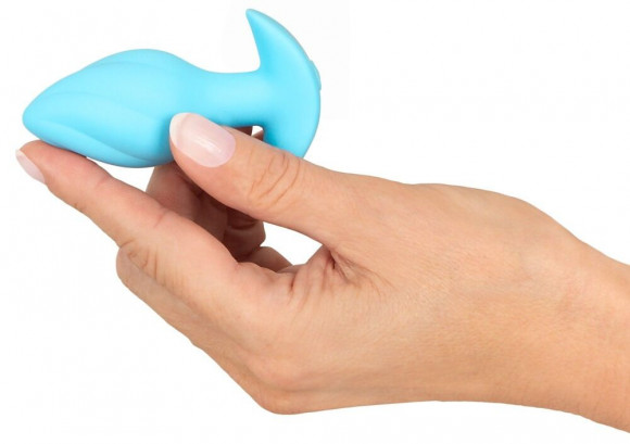 Голубая анальная пробка с вибрацией Cuties Vibrating Mini Butt Plug - 8 см.