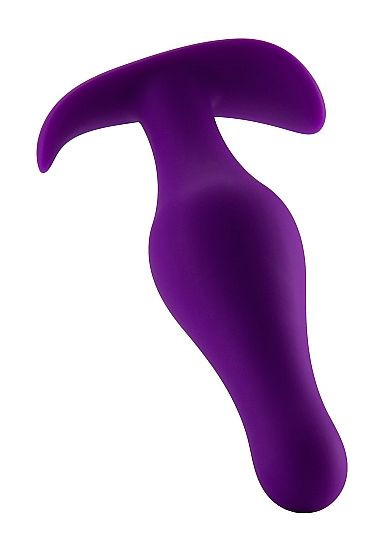 Фиолетовая анальная пробка Butt Plug with Handle Medium - 12,6 см.