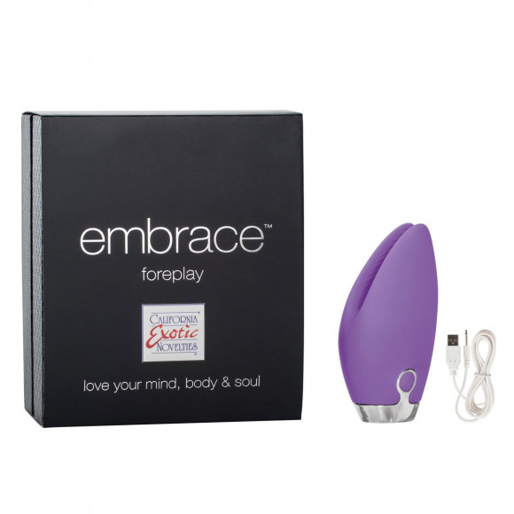 Фиолетовый перезаряжаемый вибромассажер Embrace Foreplay