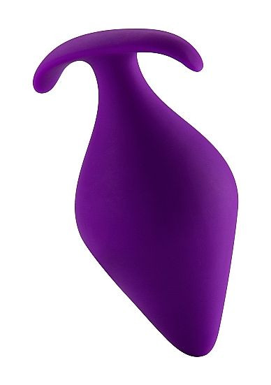 Фиолетовая анальная пробка Butt Plug with Handle Medium - 12 см.