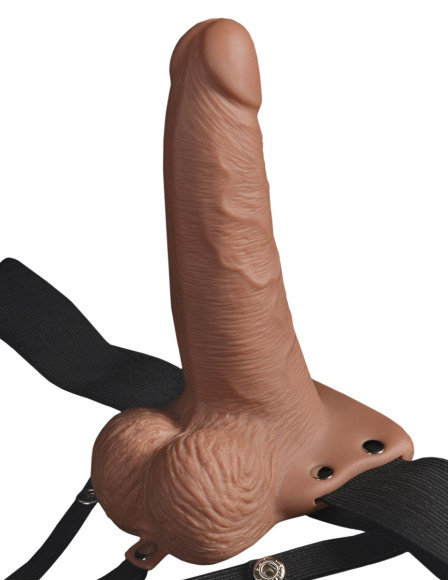 Кофейный перезаряжаемый вибрострапон 6 Hollow Rechargeable Strap-On Remote - 17,5 см. Кофейный перезаряжаемый вибрострапон 6 Hollow Rechargeable Strap-On Remote - 17,5 см.