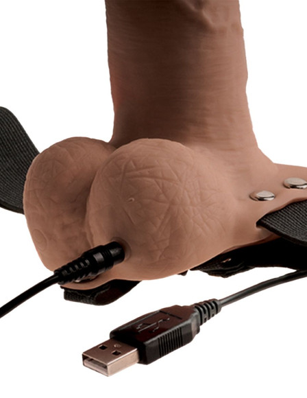 Кофейный перезаряжаемый вибрострапон 6 Hollow Rechargeable Strap-On Remote - 17,5 см. Кофейный перезаряжаемый вибрострапон 6 Hollow Rechargeable Strap-On Remote - 17,5 см.