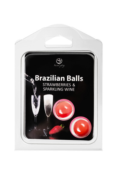 Набор из 2 шариков с массажным маслом Brazilian Balls с ароматом клубники и шампанского Набор из 2 шариков с массажным маслом Brazilian Balls с ароматом клубники и шампанского