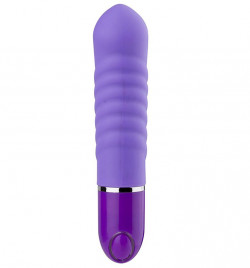 Фиолетовый ребристый мини-вибратор NEON PLEASURE WAVES PURPLE - 14 см.