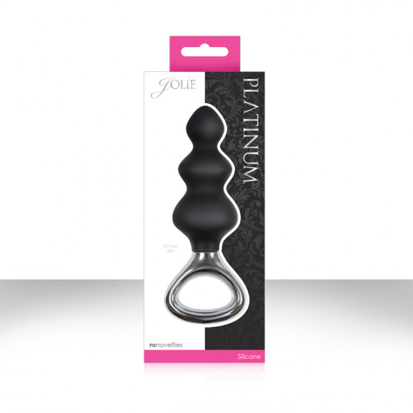 Чёрная анальная елочка с ручкой Jolie Platinum Plug Medium из силикона - 13,4 см. Чёрная анальная елочка с ручкой Jolie Platinum Plug Medium из силикона - 13,4 см.