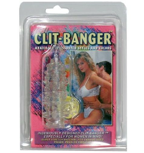 Прозрачная насадка с шипами и клиторальной шишечкой CLIT-BANGER SLEEVE IN CLEAR