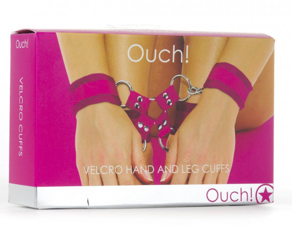 Розовый комплект оков Velcro hand and leg cuffs Розовый комплект оков Velcro hand and leg cuffs