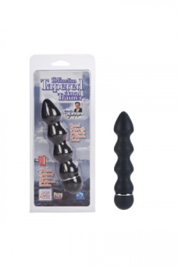 Анальная елочка 10-Function Tapered Anal Trainer рефленый с вибрацией черный