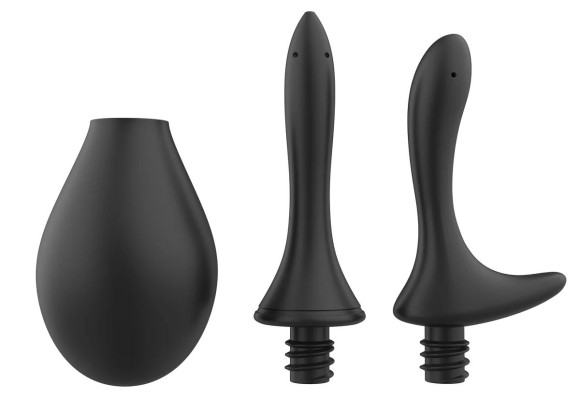 Черный анальный душ Nexus Anal Douche Set с 2 сменными насадками Черный анальный душ Nexus Anal Douche Set с 2 сменными насадками