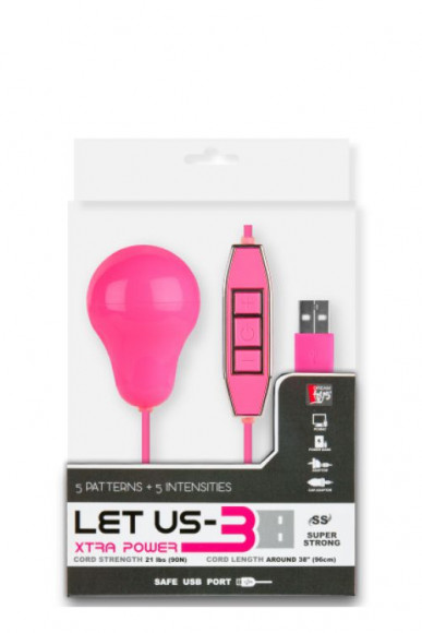 Розовый вибростимулятор с питанием от USB-порта LET US-B 10 RHYTHMS BULLET EXTRA LARGE
