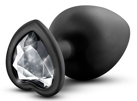 Черная анальная пробка с прозрачным стразом-сердечком Bling Plug Large - 9,5 см. Черная анальная пробка с прозрачным стразом-сердечком Bling Plug Large - 9,5 см.