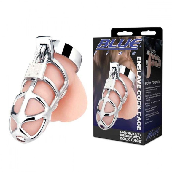 Серебристая металлическая клетка для члена с замком Enslave Cock Cage Серебристая металлическая клетка для члена с замком Enslave Cock Cage