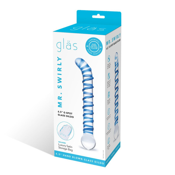 Изогнутый стеклянный фаллос G-Spot Glass Dildo - 17 см.
