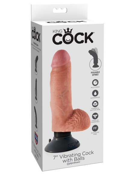 Телесный вибратор с мошонкой и съемной присоской 7 Vibrating Cock with Balls - 17,8 см. Телесный вибратор с мошонкой и съемной присоской 7 Vibrating Cock with Balls - 17,8 см.