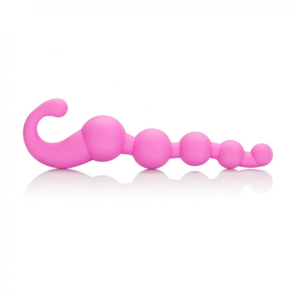 Упругая розовая цепочка L Amour Premium Silicone Beaded Probes - 17 см.