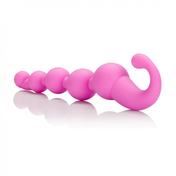 Упругая розовая цепочка L Amour Premium Silicone Beaded Probes - 17 см.