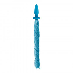 Голубая анальная пробка с голубым хвостом Unicorn Tails Pastel Blue