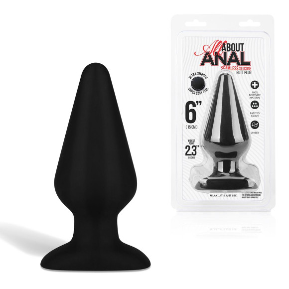 Черный плаг из силикона Seamless Silicone Butt Plug - 15 см. Черный плаг из силикона Seamless Silicone Butt Plug - 15 см.